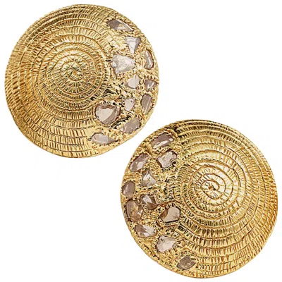 Pre-owned Coomi 20 Karat Eternity Diamond Button Earrings In Multi