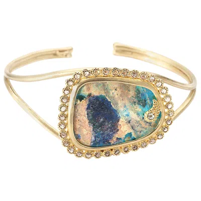 Pre-owned Coomi 20 Karat Gold Ancient Roman Glass Diamond Bracelet In Multi