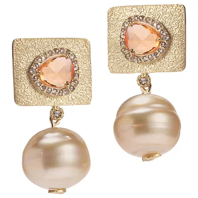 Pre-owned Coomi 20 Karat Golden South Sea Pearl Earrings In Multi