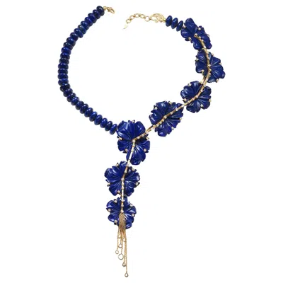 Pre-owned Coomi 20 Karat Lapis Flower Necklace In Multi