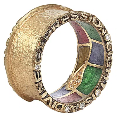 Pre-owned Coomi 20k "light" Band Ring In Multi