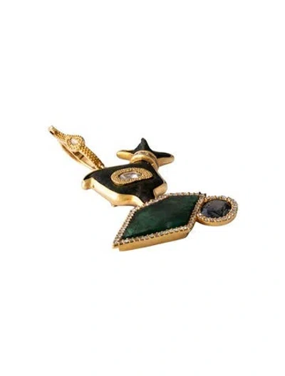 Pre-owned Coomi 20k Multistone Antiquity Ancient Ibex Pendant In Black