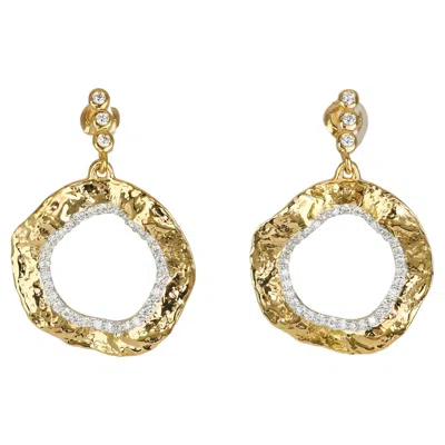 Pre-owned Coomi 20k Yellow Gold Open Serenity Diamond Accented Dangle Earrings