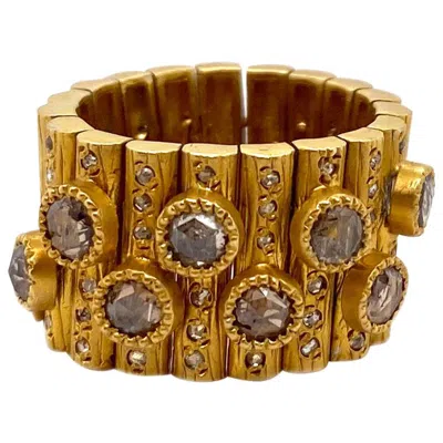 Pre-owned Coomi 2.10 Carat Diamond Art Deco Style Mosaic In 20 Karat Yellow Gold  Ring
