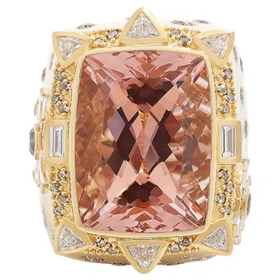 Pre-owned Coomi 30.57 Carat Cushion Cut Kunzite Box Ring With Mixed Color Diamonds In Multi