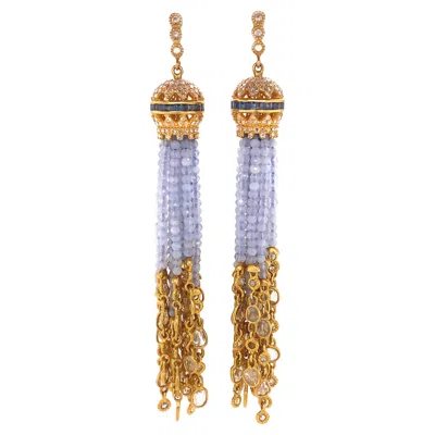 Pre-owned Coomi 31.37 Carat Chalcedony And Diamond Chandelier Earrings In Multi