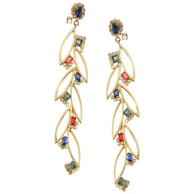 Pre-owned Coomi 4.15 Carat Color Stone Dangle Earrings With Diamonds In Multi