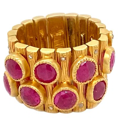 Pre-owned Coomi 5.09 Carat Ruby Art Deco Style Mosaic Statement  Ring In Multi