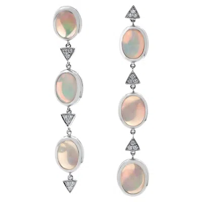 Pre-owned Coomi 9.92 Carat Ethiopian Opal Earring In 18k White Gold With Diamonds