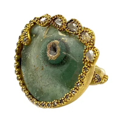 Pre-owned Coomi Ancient Cocktail Ring With 22.55 Carat Antique Roman Glass In Multi