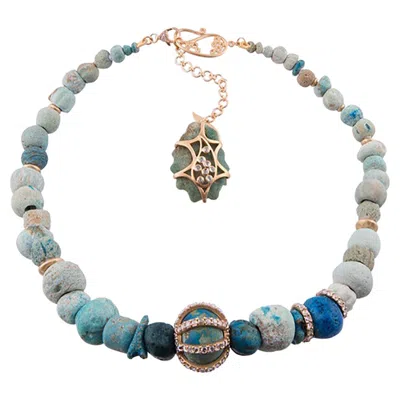 Pre-owned Coomi Ancient Egyptian Beads Necklace In 20k Yellow Gold With 5.95 Carat Diamonds