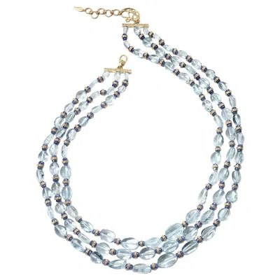 Pre-owned Coomi Aquamarine And Diamonds With Blue Sapphire Statement Necklace