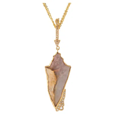 Pre-owned Coomi Arrowhead Pendant In 20k Yellow Gold With 16.00 Carat Agate And Diamonds