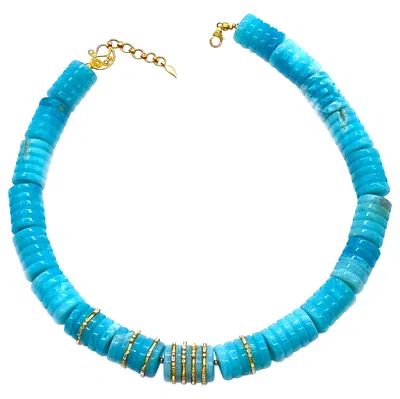 Pre-owned Coomi Classic Handmade Aquamarine Beads  20 Karat Gold Necklace With Gold Beads In Multi