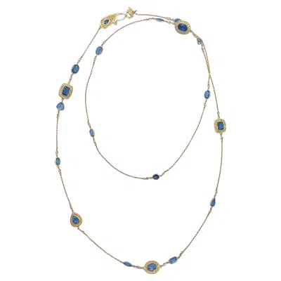 Pre-owned Coomi Deep Blue Aquamarine And Diamond Necklace Set In 20 Karat Yellow Gold