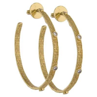 Pre-owned Coomi Eternity Hoop Earrings In 20k Yellow Gold With Rose-cut Diamonds