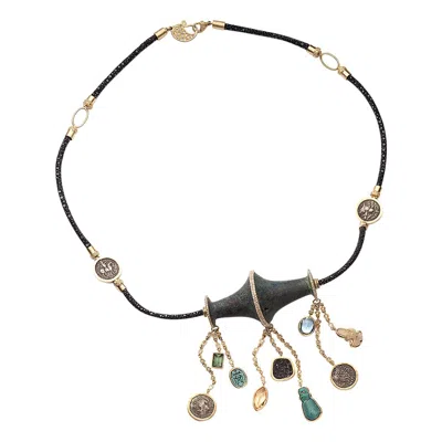 Pre-owned Coomi Hanging Antiquities Necklace In 20k Yellow Gold With Diamonds
