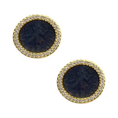 Pre-owned Coomi Kushan Coin Stud Earrings With Yellow Gold And Diamonds