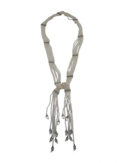 Pre-owned Coomi Moonstone Labradorite, Quartz & Diamond Multi Strand Lariat Necklace, 47.5" In Silver