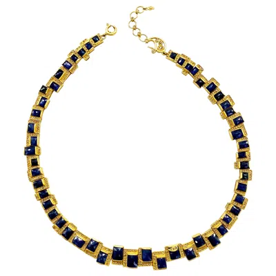 Pre-owned Coomi Mosaic Art Deco Style 47.61 Carat Sapphire Statement  Necklace In Blue