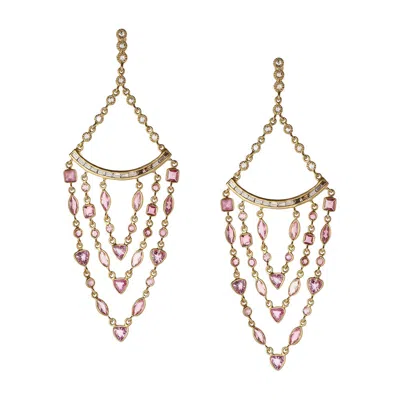 Pre-owned Coomi Pink Sapphires And 1.43 Carat Diamonds Curtain Earrings
