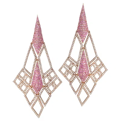 Pre-owned Coomi Sagrada Glory Earring In 18k Rose Gold With Pink Sapphire And Pearls In Red