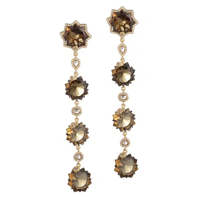 Pre-owned Coomi Sagrada Kaleidoscope Earrings With Cognac Quartz And Diamonds In Multi
