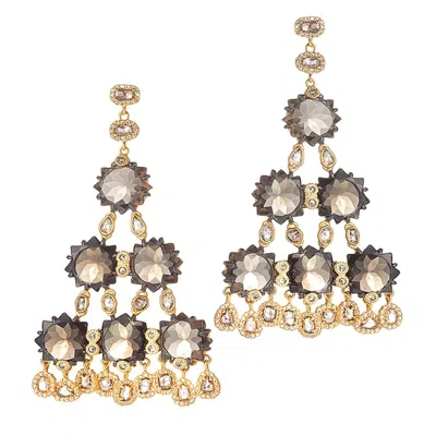 Pre-owned Coomi Sagrada Kaleidoscope Earrings With Smokey Quartz And Diamonds In Multi