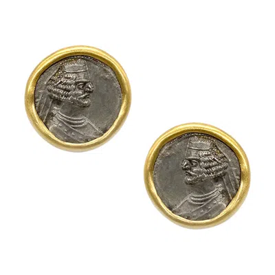 Pre-owned Coomi Silver Parthian Coin Earrings With 0.08 Carat Diamonds In Multi