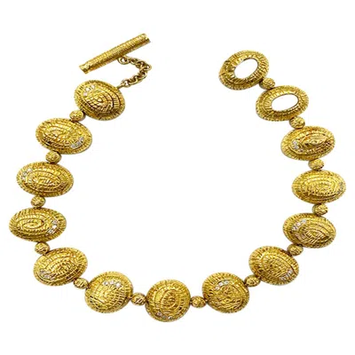 Pre-owned Coomi Small Oval Link Bracelet In Yellow Gold With 0.21 Carat Rose-cut Diamonds