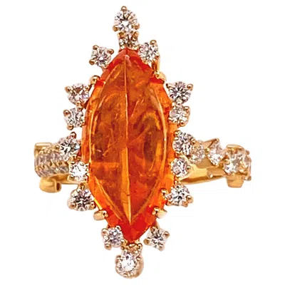 Pre-owned Coomi Trinity Mandarin Garnet Ring Set In 20 Karat Gold In Multi