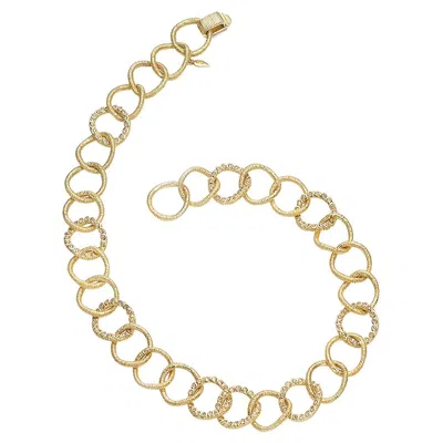 Pre-owned Coomi Wrapped Wire Circle Necklace In 20k Yellow Gold With Diamonds