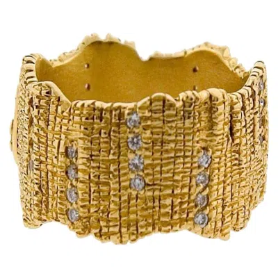 Pre-owned Coomi Yellow Gold Wire Band Ring With 0.26 Carat Brilliant Diamonds