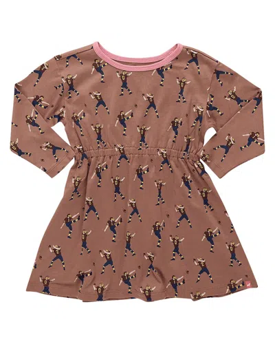 Coop Kids Playground Long Sleeve Dress In Brown