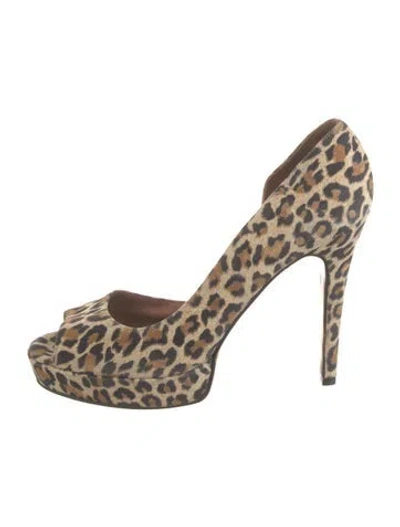 Pre-owned Co-op Leather Animal Print Sandals In Neutral