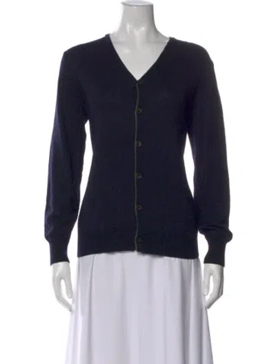 Pre-owned Co-op Merino Wool V-neck Sweater In Blue