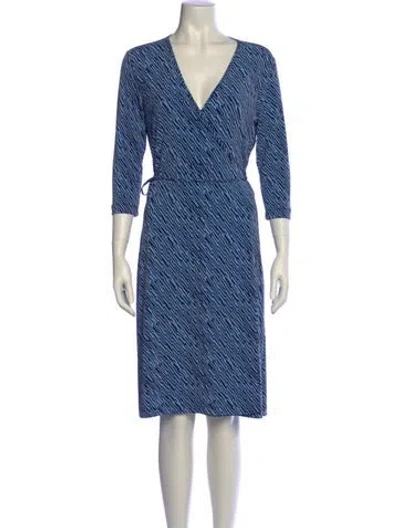 Pre-owned Co-op Striped Midi Length Dress In Blue