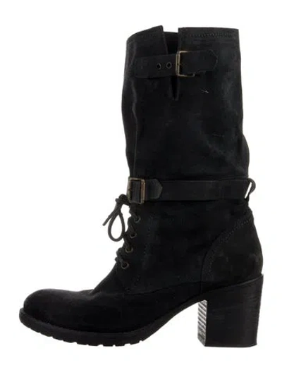 Pre-owned Co-op Suede Combat Boots In Blue