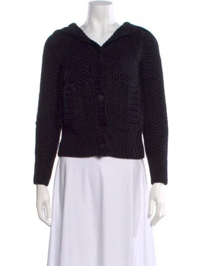 Pre-owned Co-op Wool Open Front Sweater In Black