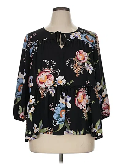 Pre-owned Cooper & Ella 3/4 Sleeve Blouse In Black