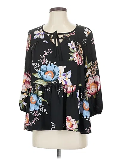 Pre-owned Cooper & Ella 3/4 Sleeve Blouse In Black