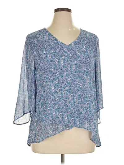 Pre-owned Cooper & Ella 3/4 Sleeve Blouse In Blue