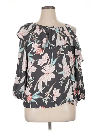 Pre-owned Cooper & Ella 3/4 Sleeve Blouse In Gray