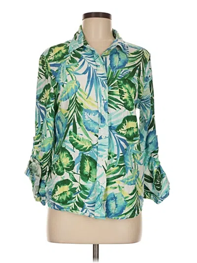 Pre-owned Cooper & Ella 3/4 Sleeve Blouse In Green