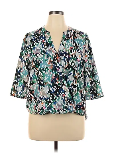 Pre-owned Cooper & Ella 3/4 Sleeve Blouse In Teal