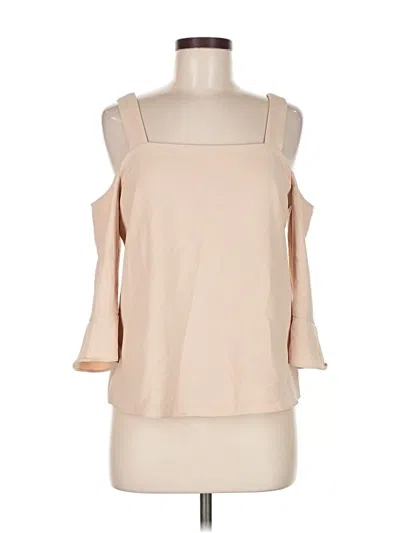Pre-owned Cooper & Ella 3/4 Sleeve Top Tan Cold Shoulder Neckline Tops In Brown