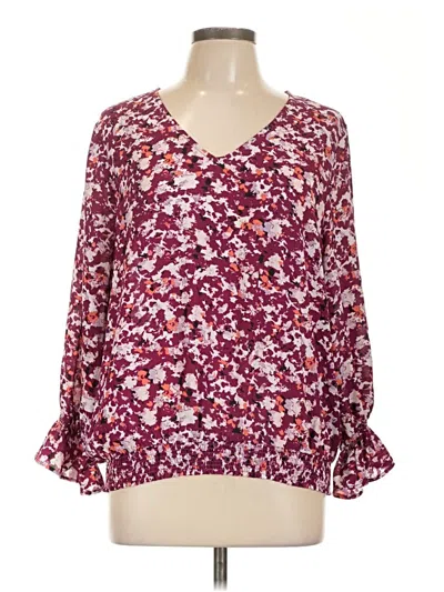 Pre-owned Cooper & Ella Long Sleeve Blouse In Burgundy