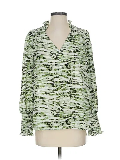Pre-owned Cooper & Ella Long Sleeve Blouse In Green