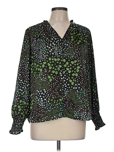 Pre-owned Cooper & Ella Long Sleeve Blouse In Green