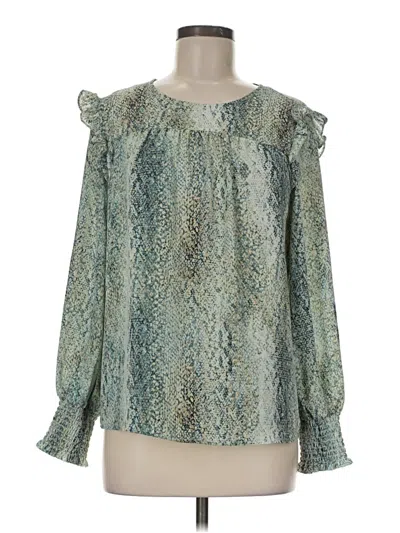 Pre-owned Cooper & Ella Long Sleeve Blouse In Green